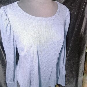 Elegant Heather Blue Knit Blouse